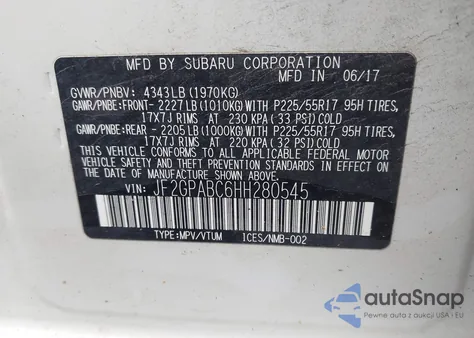 2017 Subaru Crosstrek 2.0I Premium z USA, uszkodzony, nr VIN JF2GPABC6HH280545